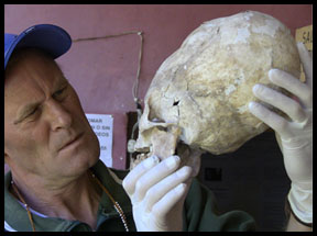 Brien Foerster holding skull